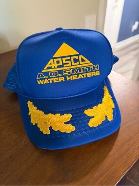A.P. SCA A.O. Smith Water Heaters Blue Trucker Hat with Yellow Embroidery